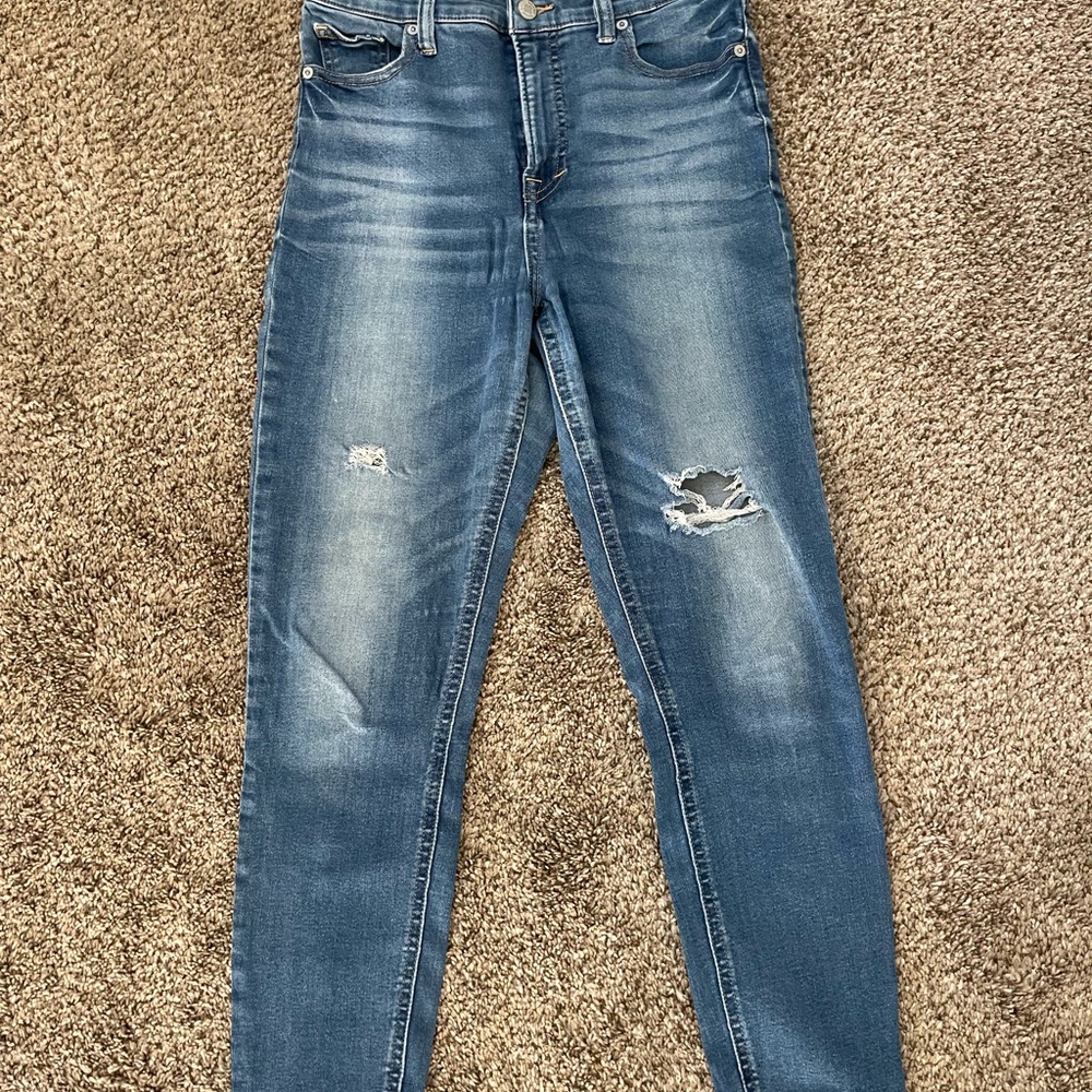 Lucky Brand Distressed Blue Jeans | Bridgette Cropped | Size 6